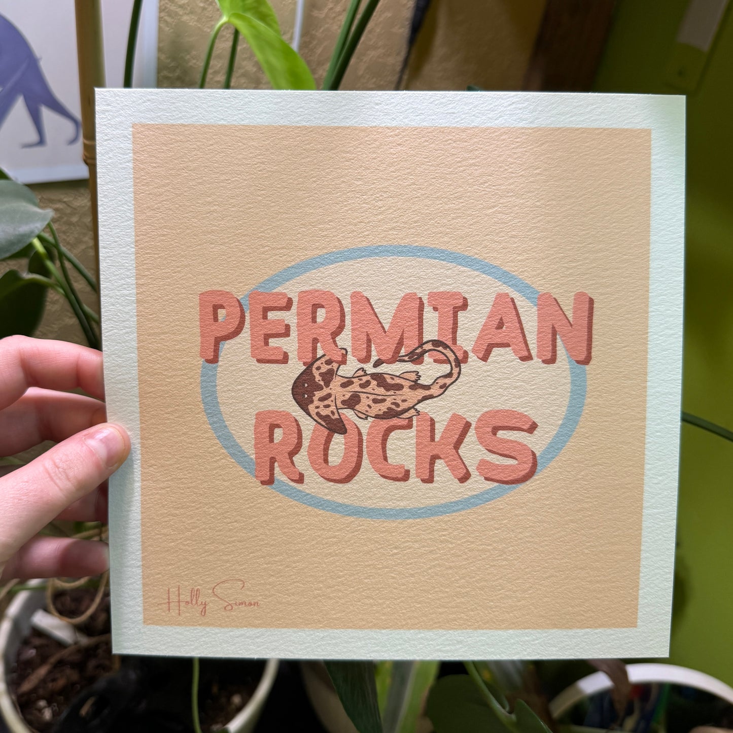Diplocaulus Permian Rocks 8"x8" Fine Art Print