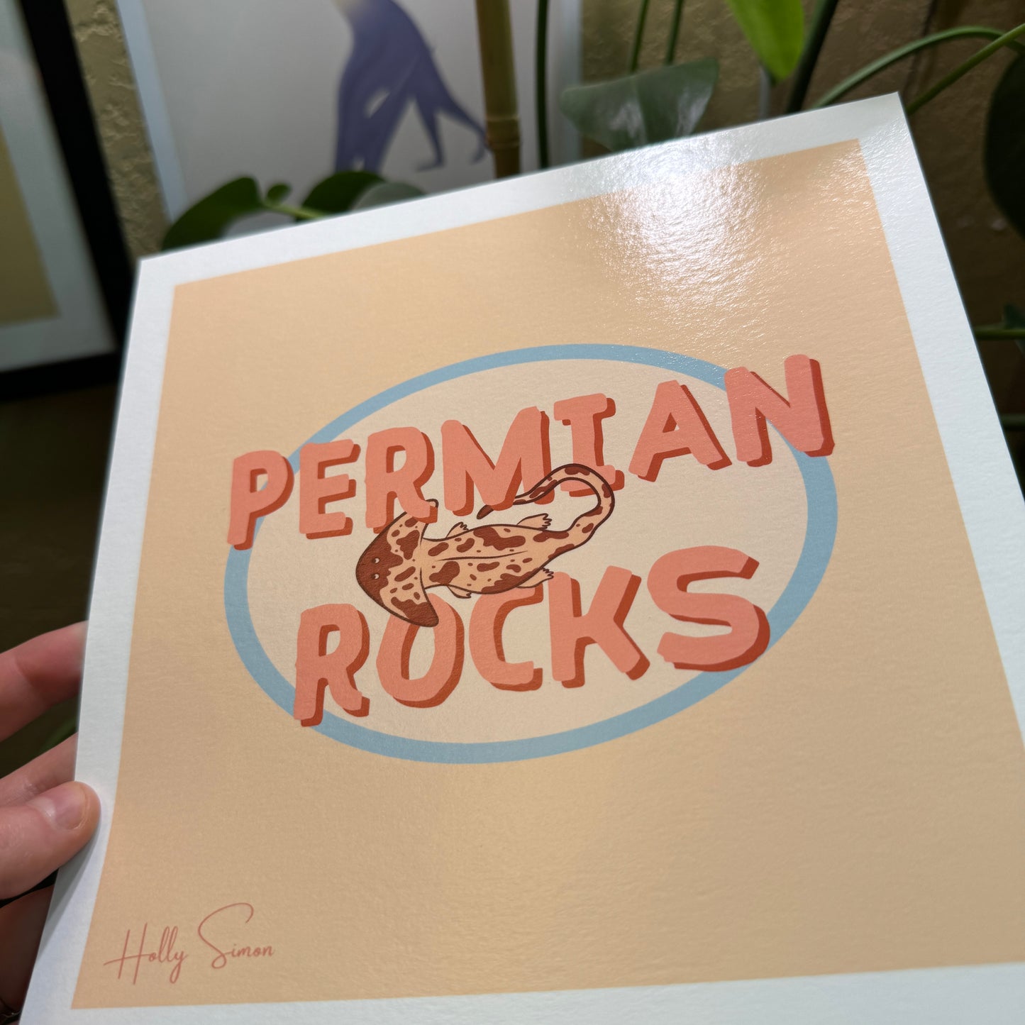 Diplocaulus Permian Rocks 8"x8" Fine Art Print