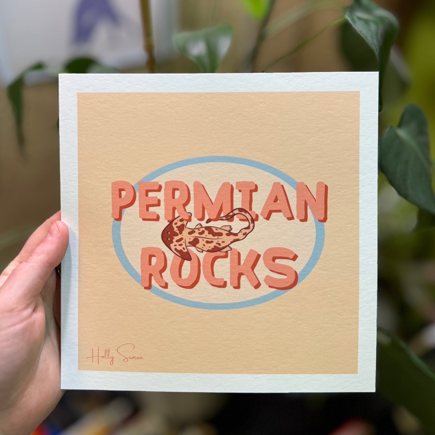 Diplocaulus Permian Rocks 8"x8" Fine Art Print