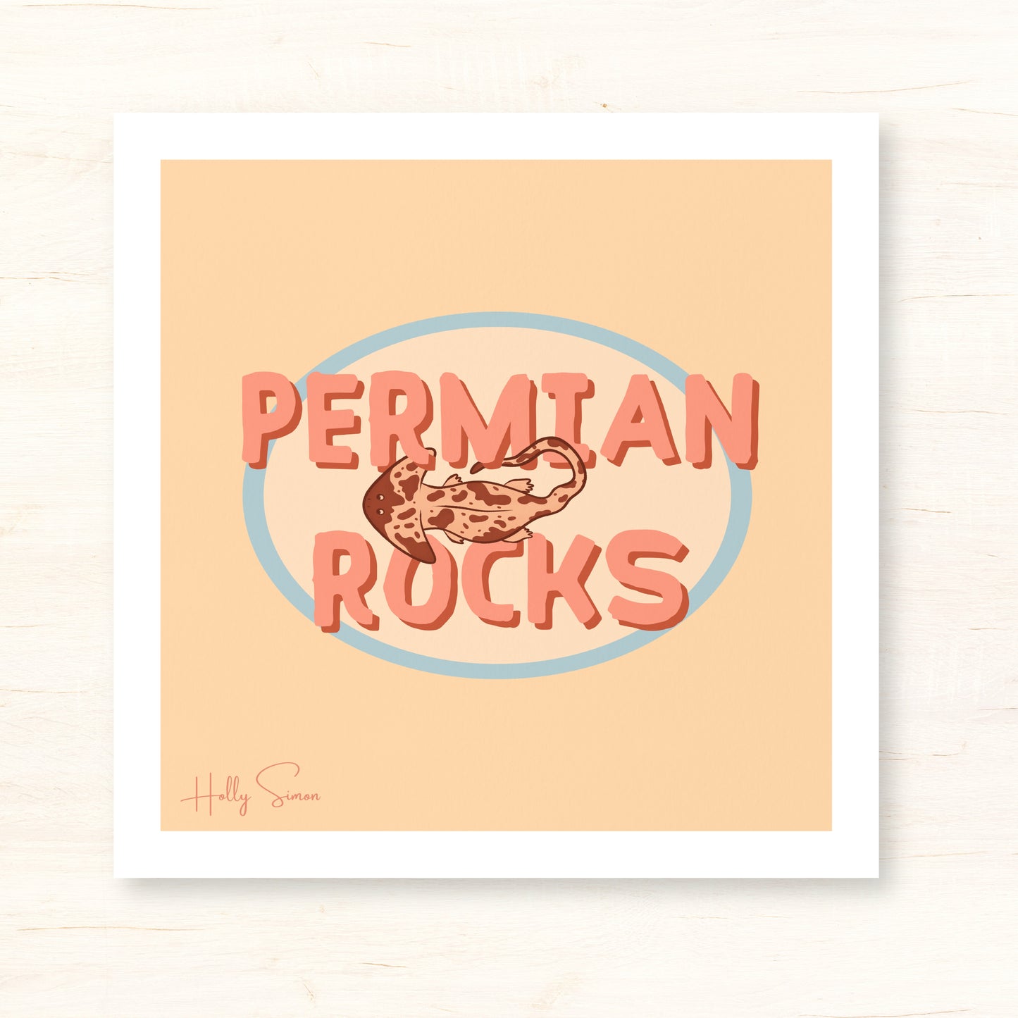Diplocaulus Permian Rocks 8"x8" Fine Art Print
