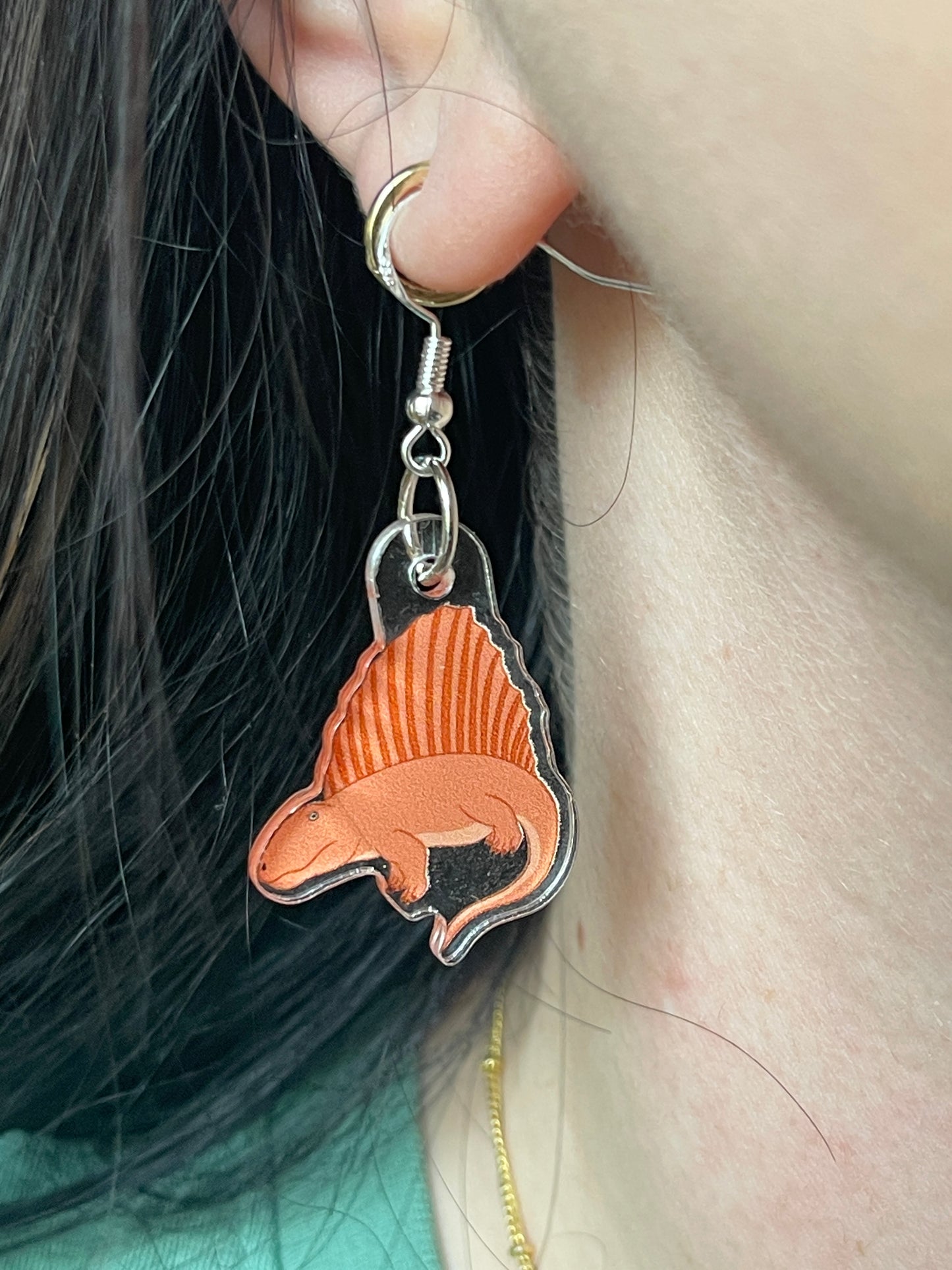 Red Dimetrodon Acrylic Earrings