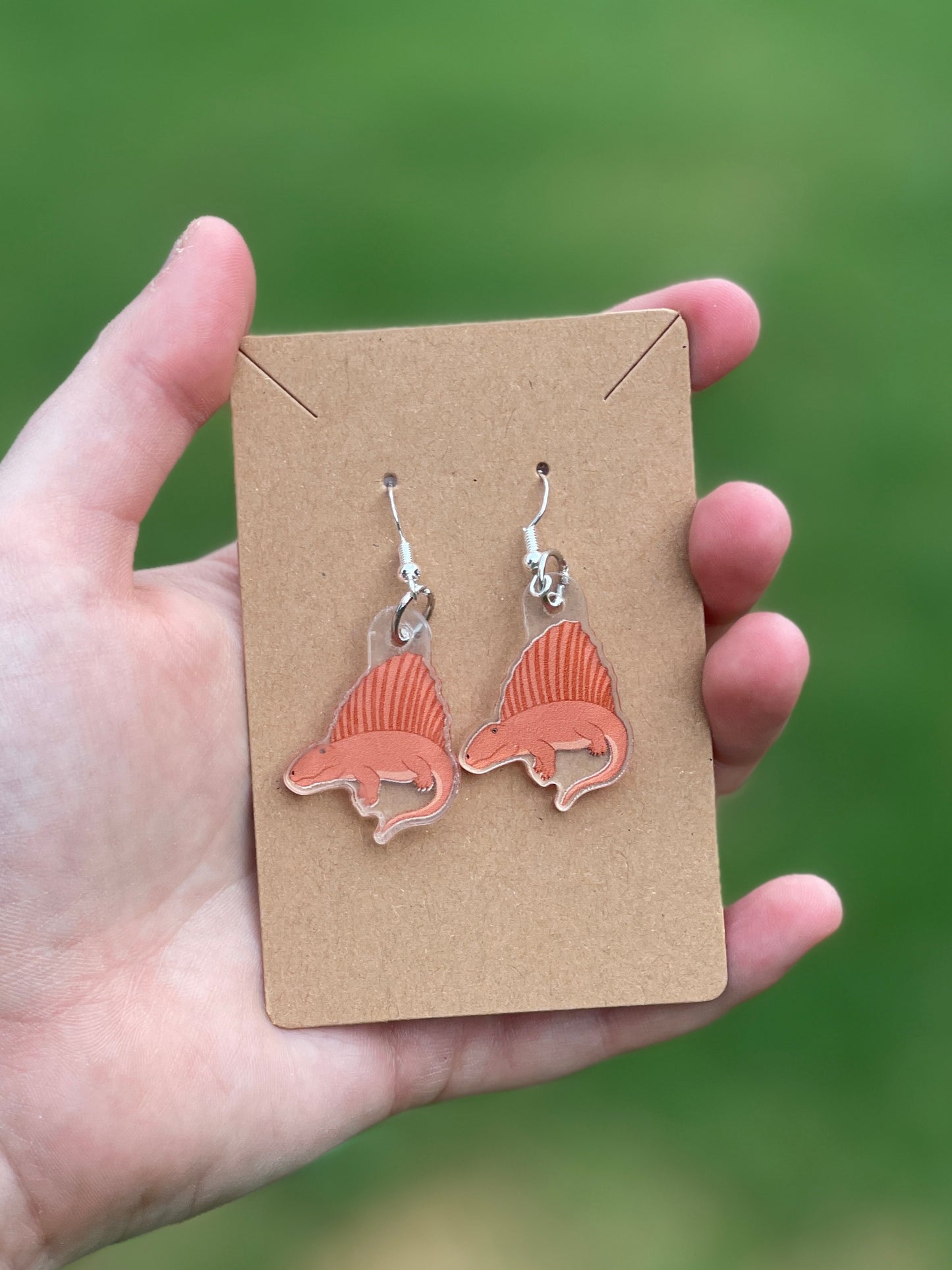 Red Dimetrodon Acrylic Earrings