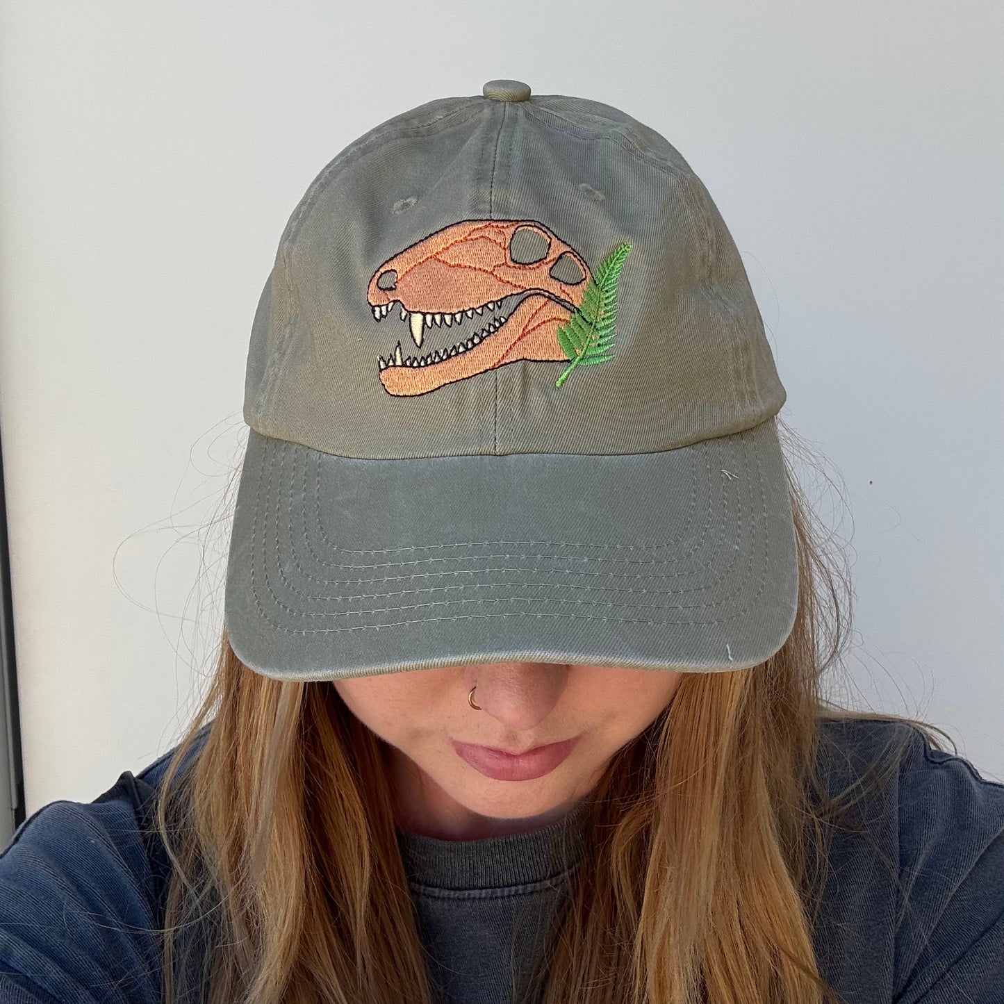 Olive Dimetrodon Skull Dad Hat