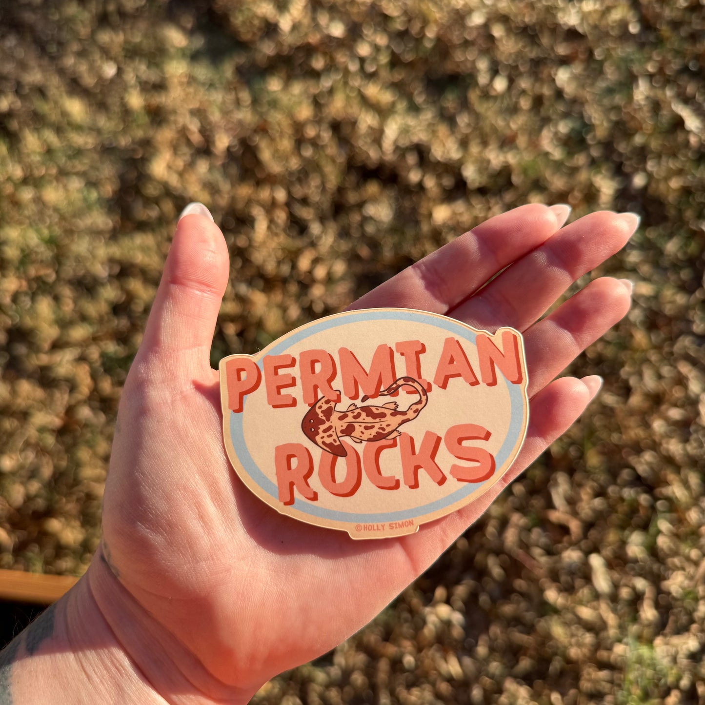 Diplocaulus Permian Rocks Matte Sticker